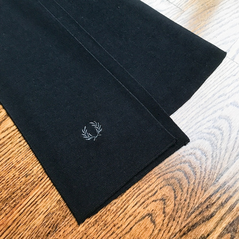 FRED PERRY by RAF SIMONS Black Knit Double Scarf